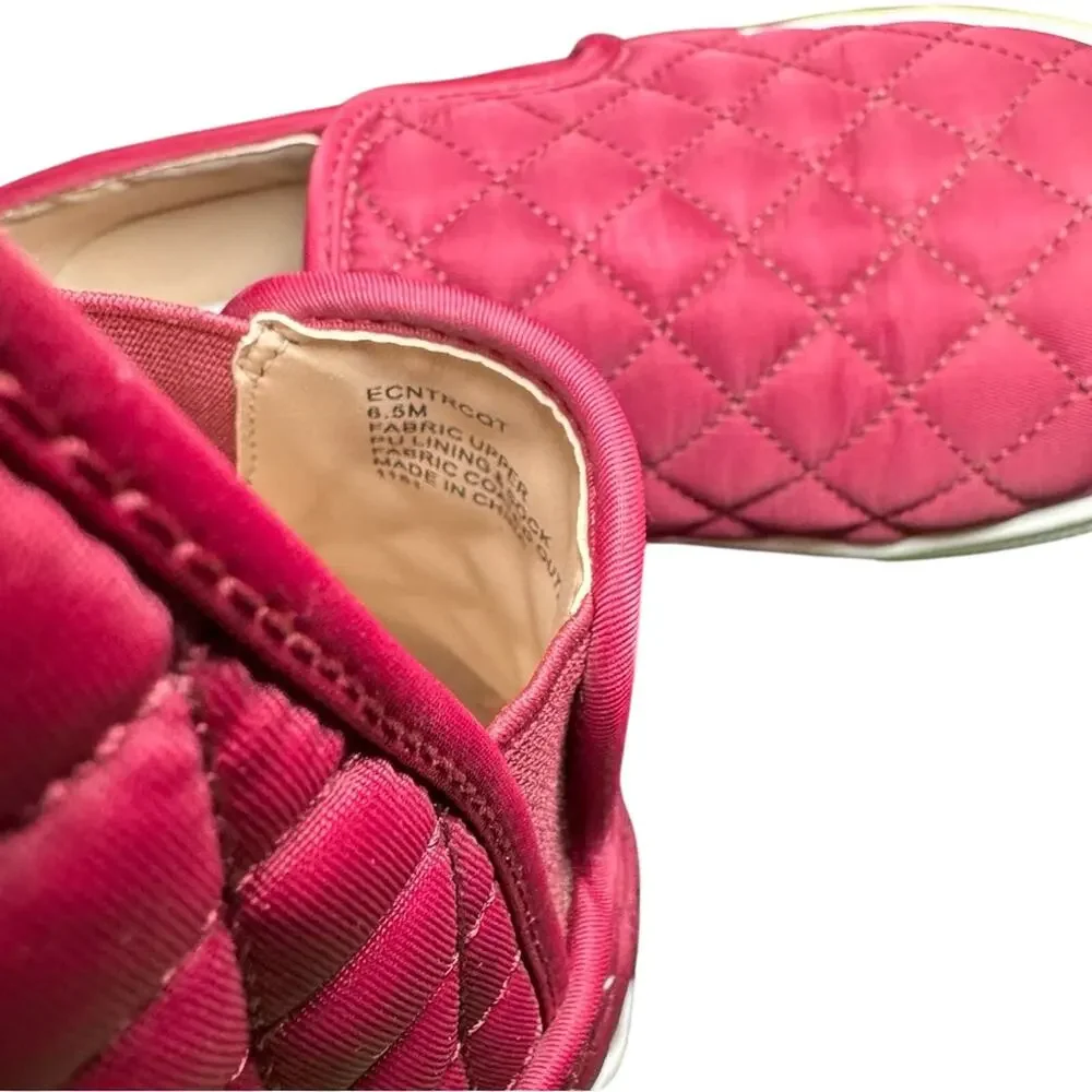 Steve Madden Ecentrcq Quilted Slip-On Sneakers Burgundy Size 6.5